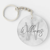 白大理石スクリプパーソナライズされたトのモノグラムと名前 キーホルダー (正面)