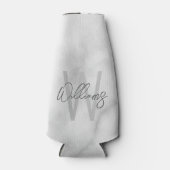 白大理石スクリプパーソナライズされたトのモノグラムと名前 ボトルクーラー (正面)