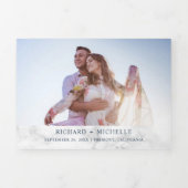 白大理石ダスティブルーアヤランゲアフローラ結婚ズ 三つ折り招待状 (カバー)