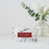 白大理石ダークレッドのアクセント 名刺 (スタンド正面)