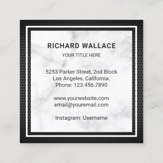 白大理石ハモダンンドイマン自動修理整備士 スクエア名刺 (裏面)