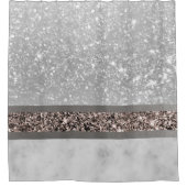 白大理石バラ金ゴールドグリッターストライプグラム#1 シャワーカーテン (正面)