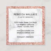 白大理石バラ金ゴールド注射器形成外科医 スクエア名刺 (裏面)