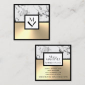 白大理石フェイクと金ゴールド四角の名刺 スクエア名刺 (正面/裏面)