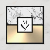 白大理石フェイクと金ゴールド四角の名刺 スクエア名刺 (正面)