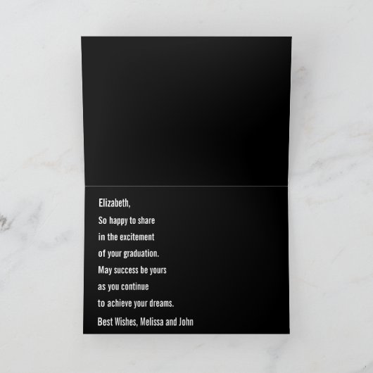 白大理石フェイク大学院名おめでとう カード (内部)