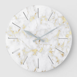 白大理石フェイク金ゴールド ラージ壁時計