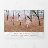 白大理石ブロンズの世界地図結婚すべて 三つ折り招待状 (カバー)