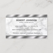 白大理石メタリックマイクの声オーバーアーティスト 名刺 (裏面)