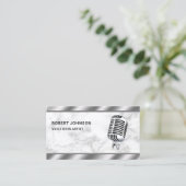 白大理石メタリックマイクの声オーバーアーティスト 名刺 (スタンド正面)