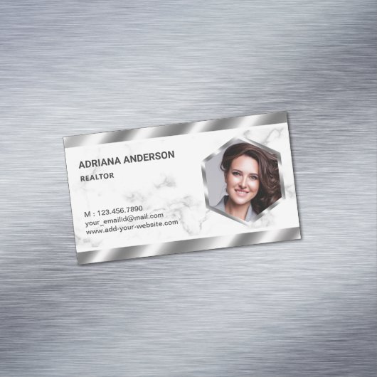 白大理石メタリック不動産写真不動産エージェント マグネット名刺 (インサイチュ)