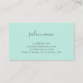 白大理石モダンとミントグリーンのタイポグラフィ爪、 ネイル 名刺 (裏面)