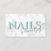 白大理石モダンとミントグリーンのタイポグラフィ爪、 ネイル 名刺 (正面)