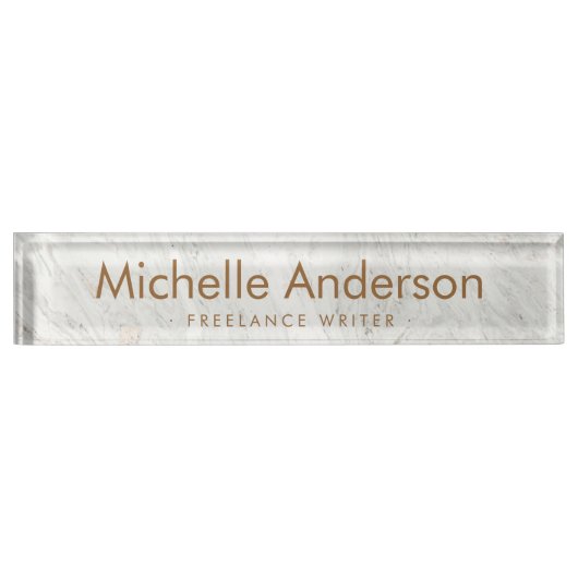 白大理石モダンミニマル デスクネームプレート (正面)