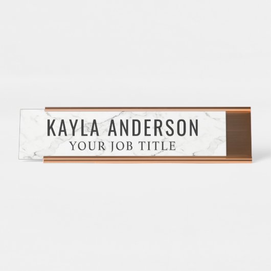 白大理石モダン事務所従業員 デスクネームプレート (正面)