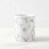 白大理石モダン金ゴールドタイポグラフィ名モノグラム コーヒーマグカップ (中央)