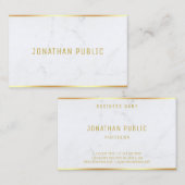 白大理石モダン金ゴールド文字エレガントテンプレート 名刺 (正面/裏面)