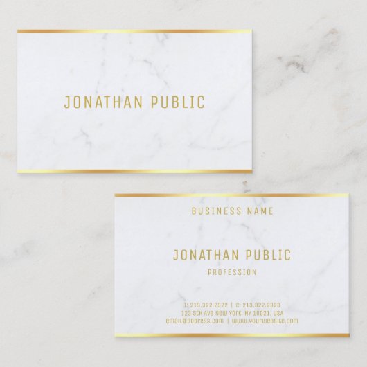 白大理石モダン金ゴールド文字エレガントテンプレート 名刺 (正面/裏面)