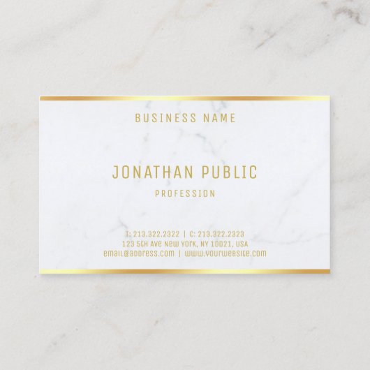 白大理石モダン金ゴールド文字エレガントテンプレート 名刺 (裏面)