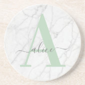 白大理石モノグラパーソナライズされたムモダン コースター (正面)