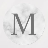 白大理石モノグラムエレガントラベル ラベル (デザイン2)