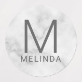 白大理石モノグラムミニマリストラベル ラベル (デザイン2)