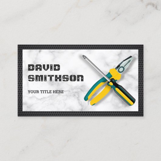 白大理石手利修理ツール電気技師 名刺 (正面)