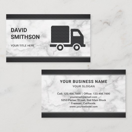 白大理石物流輸送貨物トラック 名刺 (正面/裏面)