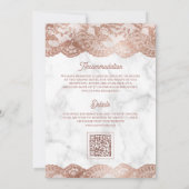 白大理石玫瑰金蕾丝二维码穆斯林婚礼 招待状 (裏面)