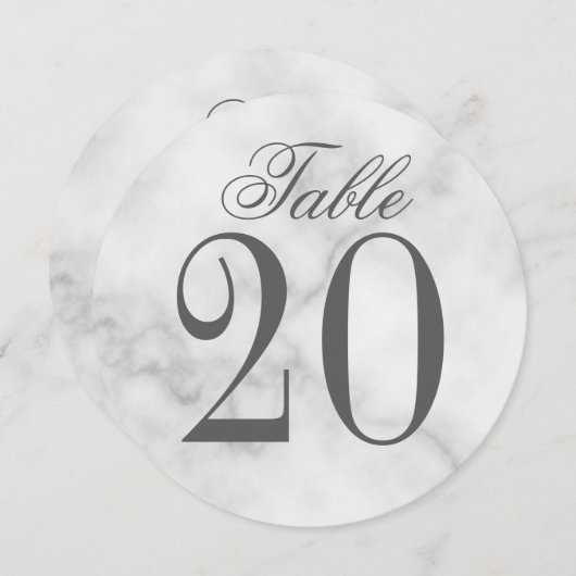 白大理石結婚の円テーブル番号 招待状 (正面/裏面)
