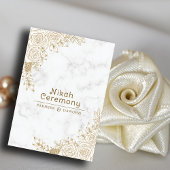 白大理石花レースイスラム教徒ムスリムニカーフウェディング 招待状