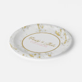 白大理石金ゴールドグリッター – 日付を保存 ペーパープレート (アングル)