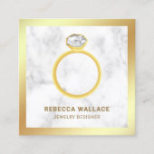 白大理石金ゴールドダイアモンドソリティアリングや輪宝石店 スクエア名刺 (正面)
