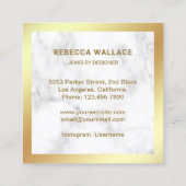 白大理石金ゴールドダイアモンドソリティアリングや輪宝石店 スクエア名刺 (裏面)