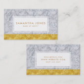 白大理石金ゴールドリーフのメイクアップアーティスト 名刺 (正面/裏面)