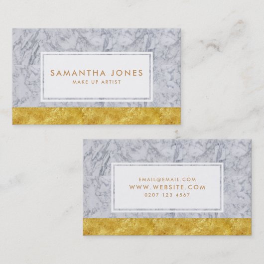 白大理石金ゴールドリーフのメイクアップアーティスト 名刺 (正面/裏面)