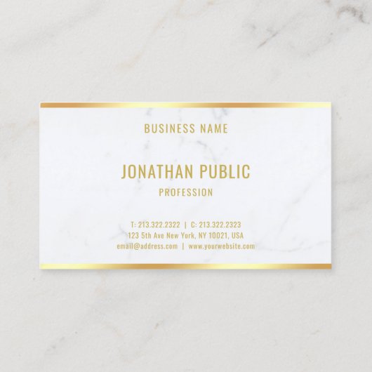 白大理石金ゴールド文字エレガントプロフェッショナル 名刺 (裏面)