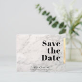 白大理石金ゴールド日付の保存 案内ポストカード (スタンド正面)