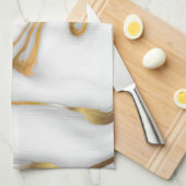 白大理石金ゴールド粒 キッチンタオル (四つ折り)