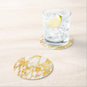 白大理石金ゴールド ラウンドペーパーコースター (インサイチュ)