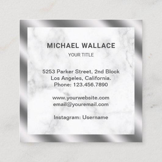 白大理石金属鋼ロープ航海のいかり スクエア名刺 (裏面)