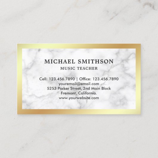 白大理石金箔サクソフォンミュージック先生 名刺 (裏面)