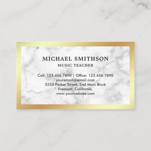 白大理石金箔トランペットミュージック先生 名刺 (裏面)