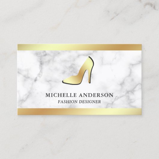 白大理石金箔ハイヒールスティレットトス 名刺 (正面)