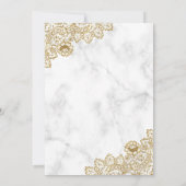 白大理石金色蕾丝伊斯兰教穆斯林婚礼 招待状 (裏面)