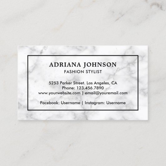 白大理石黒衣ハンガーファッションスタイリスト 名刺 (裏面)