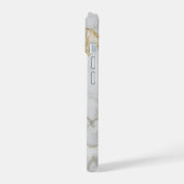 白大理石 ゴールド グリッター モノグラム iPhone 15ケース (左側面)