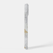 白大理石 ゴールド グリッター モノグラム iPhone 15ケース (右側面)