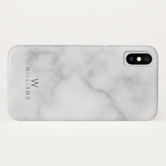 白大理石(モノグラパーソナライズされたムと名前付き) Case-Mate iPhoneケース (裏面(横))