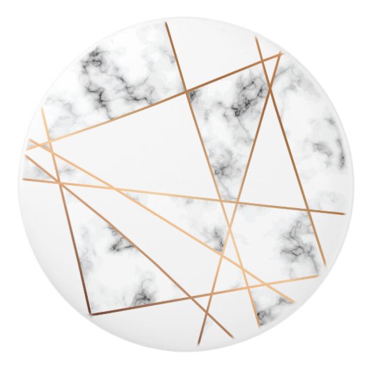 白大理石(金ゴールド線あり) かわいらし セラミックノブ (正面)